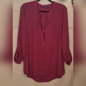 Women's Plum colored Blouse, Dressy, casual, cool fabric, quarter sleeves